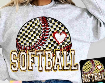 Softball PNG Retro Checkered Softball Png Retro Softball Game Day shirt design Trendy Softball Team Png Cute Softball Mom Vintage ORIGINAL