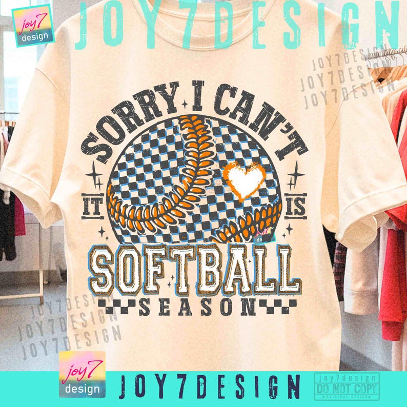 Sorry I Can't It's Softball Season PNG Retro Checkered Softball Png Softball Game Day shirt Softball Mom Png Trendy Softball Team ORIGINAL image 3