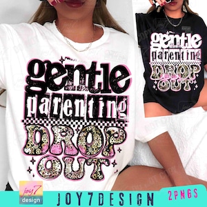 Gentle Parenting Drop Out Trendy Mom PNG Sarcastic Mom Png Sassy Mom's shirt Retro Checker Cheetah Sassy Funny Funny Mother's Day ORIGINAL image 1