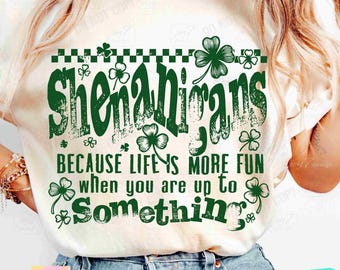 Shenanigans Shamrock St Patricks PNG Funny St Patricks saying Clover Png Retro Shenanigans Png Funny Irish Png Trendy Patty's Day ORIGINAL