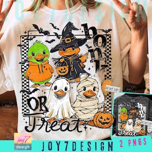 Honk Or Treat Funny Goose Halloween Trick or Treat PNG Trendy Spooky Goose Halloween Retro Checkered Halloween Cute Goose Spooky PngORIGINAL image 1