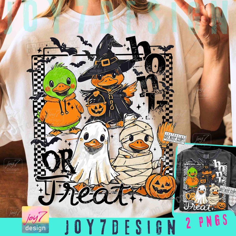 Honk Or Treat Funny Goose Halloween Trick or Treat PNG Trendy Spooky Goose Halloween Retro Checkered Halloween Cute Goose Spooky PngORIGINAL image 1