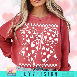 Coquette Bow Heart PNG Retro Valentine shirt design Png Valentine Bow Girly Valentine Gift Heart Love Png Valentine Checker Png VDayORIGINAL image 4