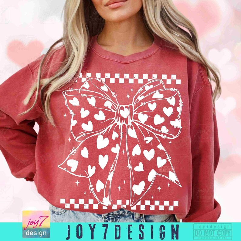 Coquette Bow Heart PNG Retro Valentine shirt design Png Valentine Bow Girly Valentine Gift Heart Love Png Valentine Checker Png VDayORIGINAL image 4