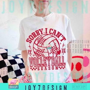 Sorry I Can't It Is Volleyball Season PNG Trendy Volleyball shirt Funny Volleyball Mom Png Retro Checker Volleyball design Trendy ORIGINAL image 4