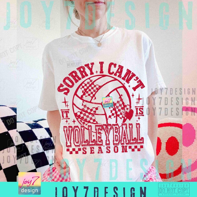 Sorry I Can't It Is Volleyball Season PNG Trendy Volleyball shirt Funny Volleyball Mom Png Retro Checker Volleyball design Trendy ORIGINAL image 4