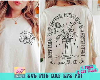 Positive Quote Floral SVG PNG: Keep Going Wildflower Design Bundle (Digital Download)
