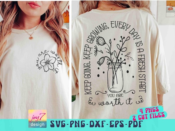 Positive Quote Floral SVG PNG: Keep Going Wildflower Design Bundle (Digital Download)