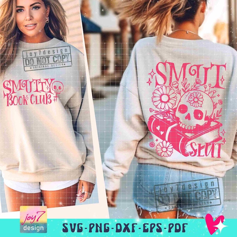 Smut SVG PNG Book Lover Svg Smut Slut Smutty Book Club Svg Book Flower Svg Book shirt Png Sleeve Png Sublimation Reading Cut File ORIGINAL image 3