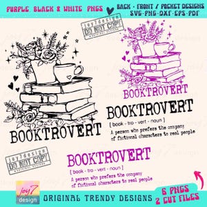 Booktrovert Definition SVG PNG Floral Book lover Svg Reading Svg Book lover gift Png Book Sublimation Book lover gift Svg Cut File ORIGINAL image 2