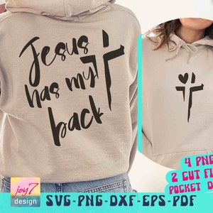 Jesús me respalda SVG PNG, Svg frontal y posterior, Svg de corazón cruzado, Svg cristiano, Svg religioso, Svg de Jesús, Svg de Pascua, Svg de Dios, Svg positivo