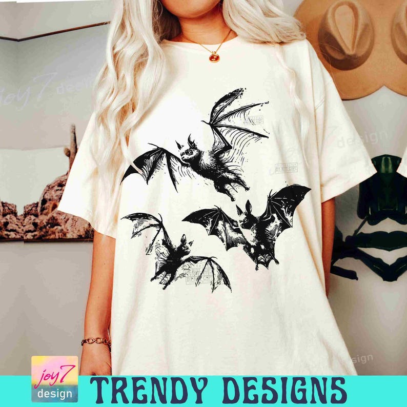 Halloween Bat PNG Halloween Vibes Vintage shirt design Bat lover Fall design Png Retro Halloween Png Trendy retro Spooky season Png ORIGINAL image 5