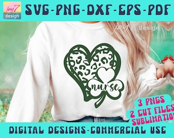 Leopard Nurse Shamrock SVG: St Patricks Day Design (Digital Download)