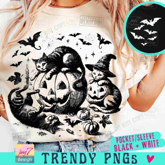 Black Cat Pumpkin PNG Retro Halloween Cat Png Funny Halloween Cat lover Png Trendy Witchy  Halloween Retro designs Spooky Cat Fall ORIGINAL