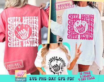 Cheer Besties SVG PNG Besties Forever Svg Retro cheer Svg Bestie shirt Svg Best Friends Svg Funny Cheer Svg Groovy Cheer Png Game Day Svg