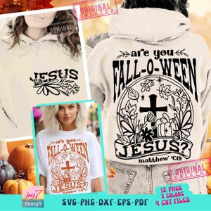 Är du höst-O-Ween Jesus SVG PNG kristen Halloween höst Jesus Png höst fram bak Svg CutFile kristen design Png sublimering original