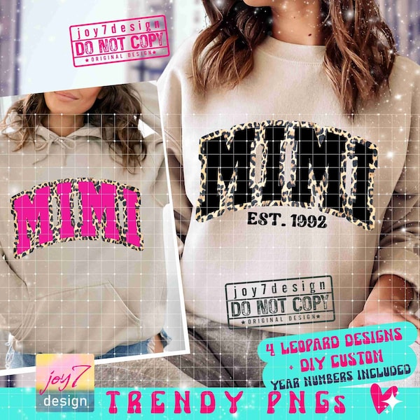 Mimi Est PNG drôle grand-mère chemise Png grand-mère léopard Png tendance maman université Png rose grand-mère chemise design grand-mère SUBLIMATION Png ORIGINAL