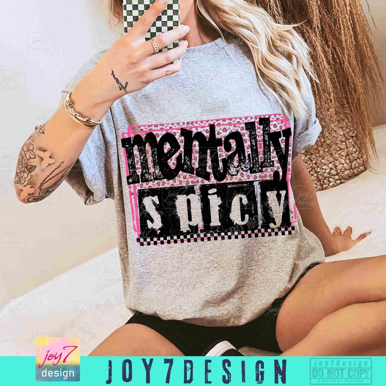 Mentally Spicy Snarky PNG Sarcastic Funny Mental health Png Retro Checkered Trendy Womens Leopard Print Sarcasm Sassy Funny Mom Png ORIGINAL image 4
