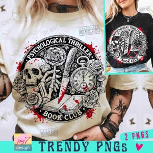 Psychologische Thriller Buchclub PNG Retro Buchdesign Bücherliebe Png Halloween Vintage Buchliebhaber Buchliebhaber Hemd Png Buchleser Png ORIGINAL