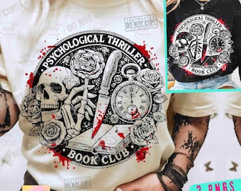Psychological Thriller Book Club PNG Retro Book design Bookish Png Halloween Vintage Book Lover Bookish shirt Png Book Reader Png ORIGINAL