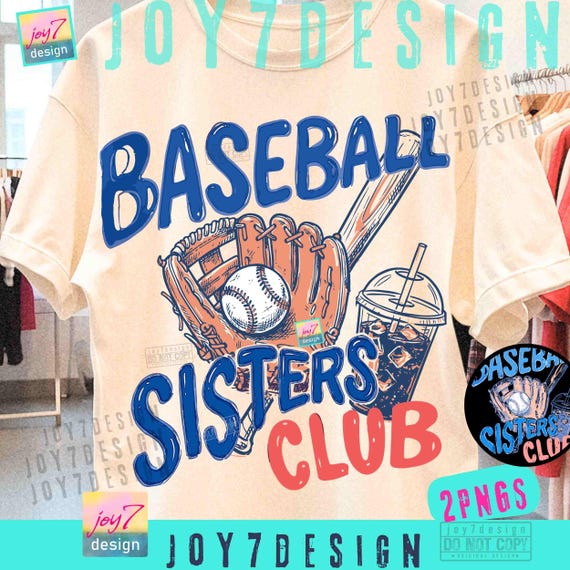 Baseball Sisters Club PNG Trendy Game Day Doodle Baller sister shirt ORIGINAL Design Digital