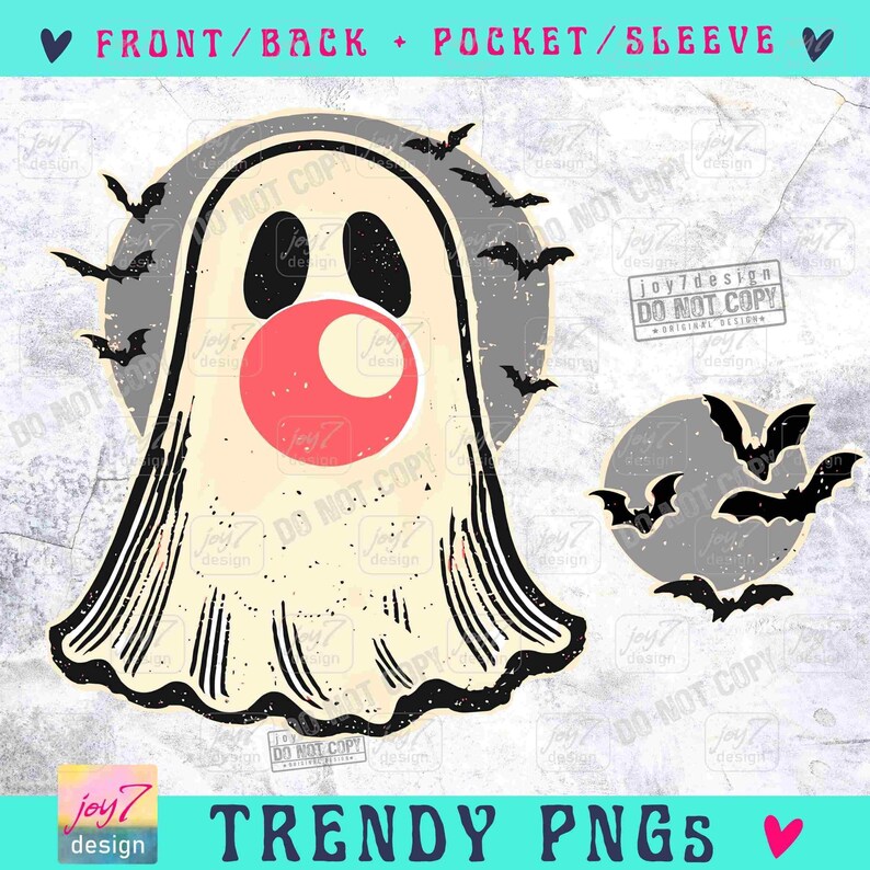 Retro Geist bläst Blase PNG Preppy Geist Groovy Halloween Png Groovy Geist Girly Halloween Png Trending Lustiger Geist Retro Png ORIGINAL Bild 2