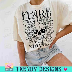 Día de la llamarada SVG PNG Enfermedad crónica Conciencia de la salud Flor Calavera Png Dolor crónico Síndrome de Ehlers-Danlos Esqueleto Spoonie camisa Svg ORIGINAL imagen 3