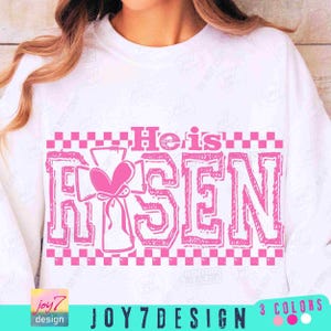 Christian Easter Varsity Coquette PNG He Is Risen Easter Jesus Png Easter Retro Png Christian Bible Verse Coquette Png Checker Png ORIGINAL
