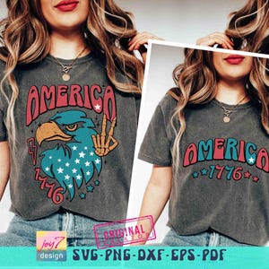 America Eagle Retro 4th of July SVG PNG America shirt Svg Retro America Svg Free Bird Png 4th of July Cut file Independence Day Sublimation image 6