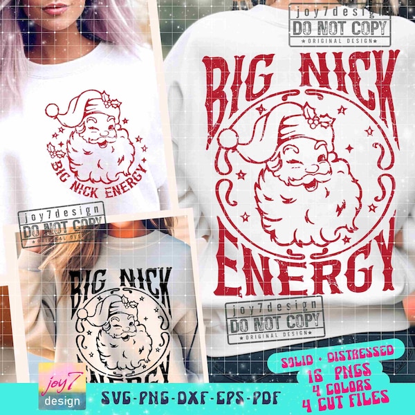 Big Nick Energy SVG PNG Funny Santa Svg Funny Christmas Png Holiday Svg Santa Tshirt Design Cut File Trendy Xmas Retro Sublimation ORIGINAL