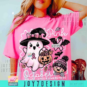 Pink Oktober Brustkrebs Bewusstsein PNG Halloween Pink Geist Png Retro Brustkrebs Doodle Girly Pink Halloween Shirt Sublimation ORIGINAL Bild 2