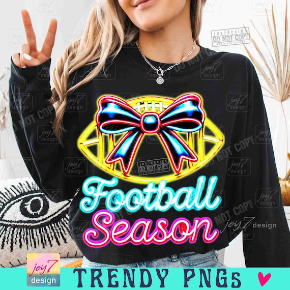 Football Season NEON PNG Football Bow Coquette Trendy Neon Football Png Funny Football Mom Football Team Trendy Game Day Football ORIGINAL