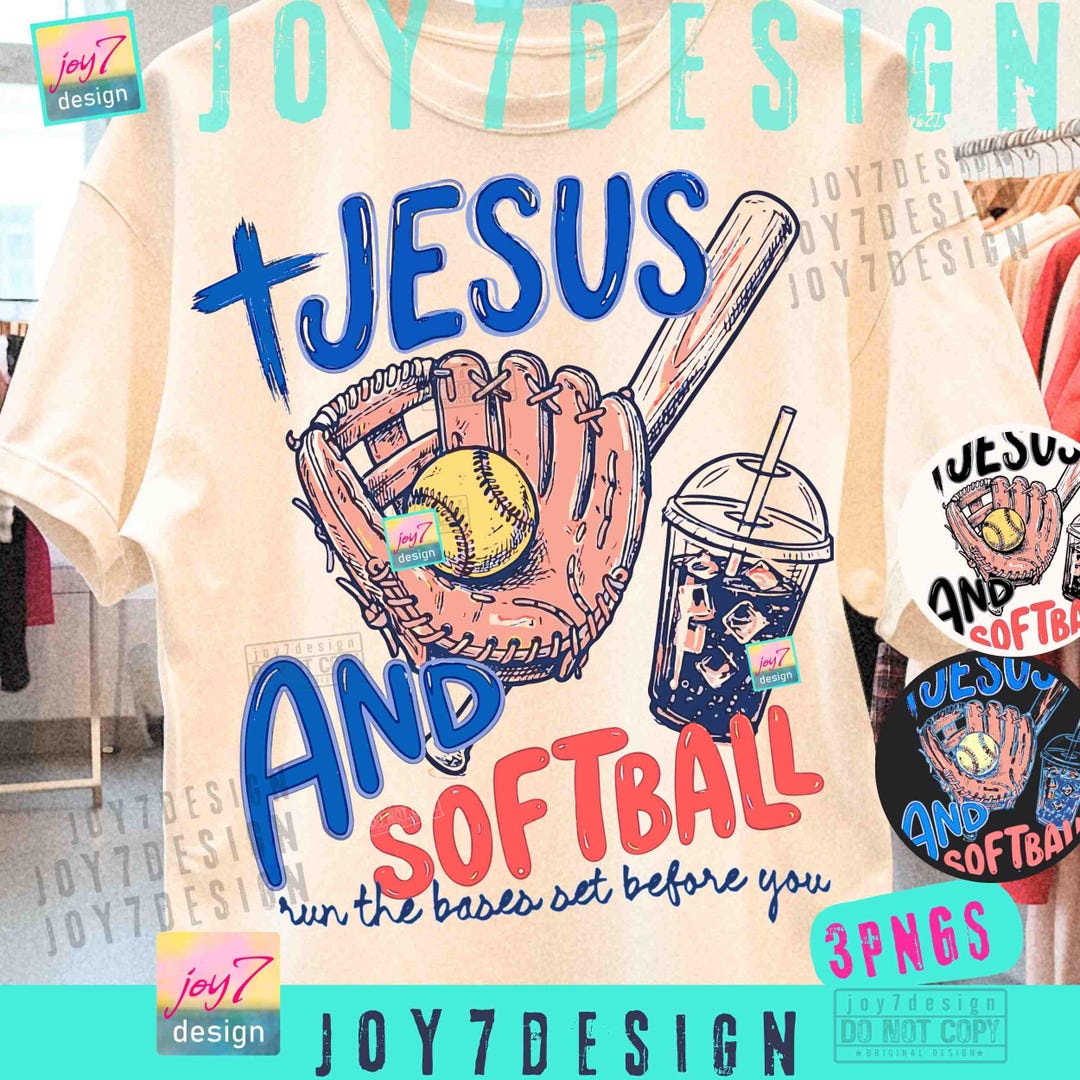 Jesus and Softball PNG Trendy Christian Softball Game Day Doodle Shirt ...