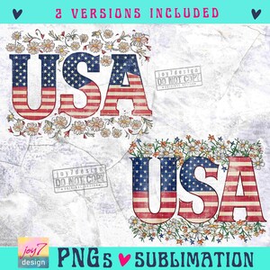 Kwiatowy USA Png Retro USA Png 4 lipca Flaga amerykańska Png Retro Ameryka Dziewczęcy Png Czwarty lipca Dzień Niepodległości USA Sublimacja Oryginał zdjęcie 2