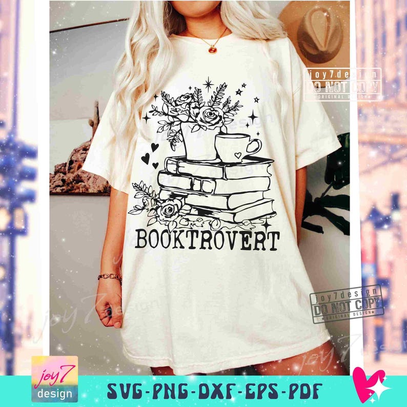 Booktrovert Definition SVG PNG Floral Book lover Svg Reading Svg Book lover gift Png Book Sublimation Book lover gift Svg Cut File ORIGINAL image 4