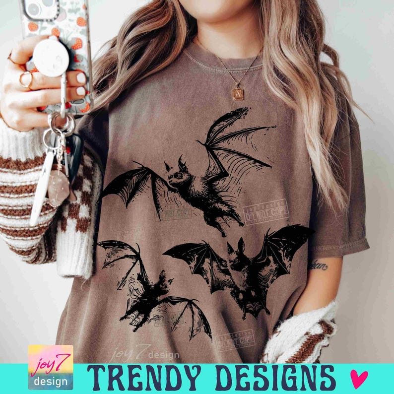 Halloween Bat PNG Halloween Vibes Vintage shirt design Bat lover Fall design Png Retro Halloween Png Trendy retro Spooky season Png ORIGINAL image 6