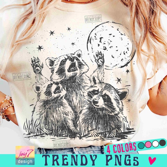 Racoons howling at the Moon Funny Raccoon PNG Sarcastic Snarky Png Cute space Png Funny Sarcastic Png Vintage shirt design Meme Png ORIGINAL