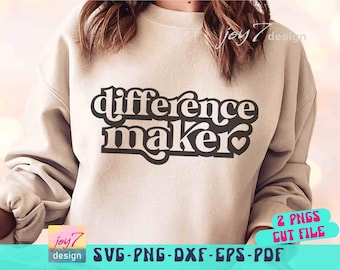 Difference Maker Teacher SVG PNG: Positive quote Appreciation School Design (Digital Download)
