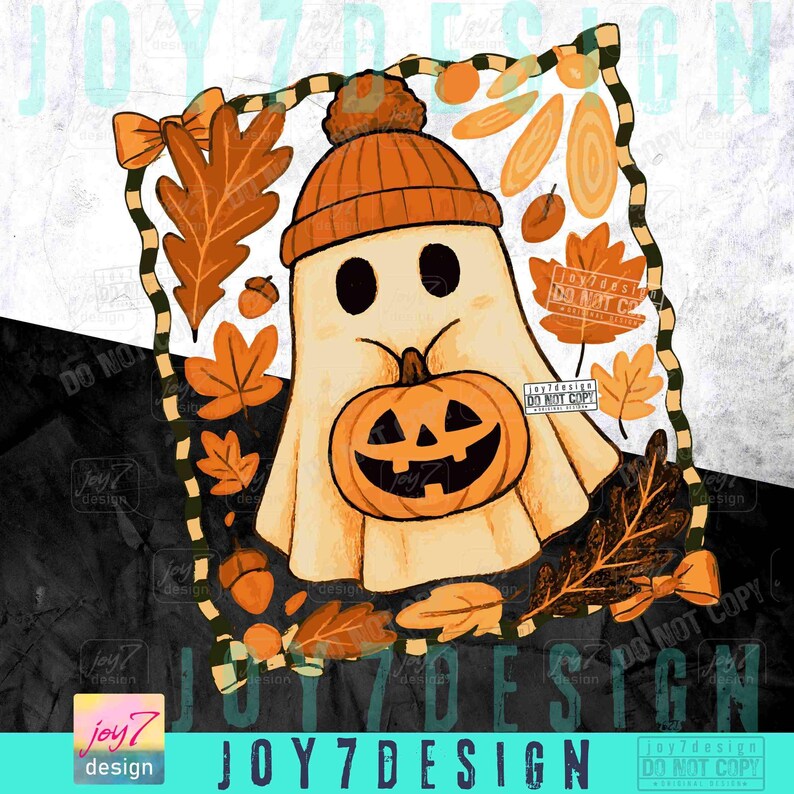 Retro herfstspook schattig bohoherfst Griezelig spook Coquette herfst retro Halloween geblokt pompoen schattig spook Spookachtig herfst gezellig seizoen ORIGINEEL afbeelding 2