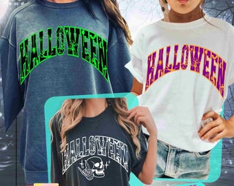 Halloween Varsity PNG SVG Trendy Halloween vibe Svg Scary Halloween skull Skeleton hand Halloween University Sublimation & Cut file Original