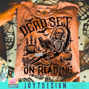 Divertente libro "Dead On Reading Skeleton Halloween PNG" Umorismo spettrale e libresco di Halloween ORIGINALE (download digitale) immagine 6