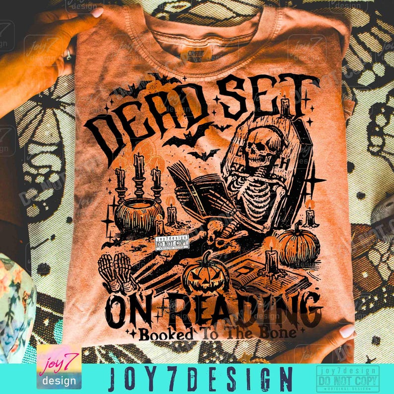 Divertente libro "Dead On Reading Skeleton Halloween PNG" Umorismo spettrale e libresco di Halloween ORIGINALE (download digitale) immagine 6