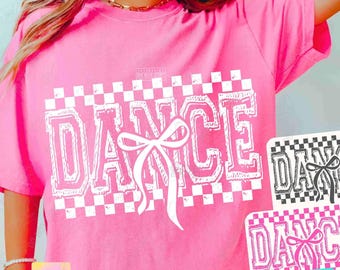 Dance Coquette Bow Retro Checkered Dance Competition PNG Coquette Dance Png Trendy Dance shirt Png Retro Dance Coquette Cute Dancer ORIGINAL
