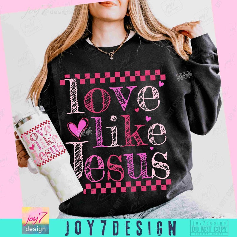 Retro Love Like Jesus PNG Cute Christian Valentines Checker Png Christian VDay Religious Love Jesus shirt Png Religious Valentine ORIGINAL image 6