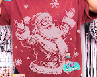 ヴィンテージサンタクリスマスハーフトーンPNG面白いクリスマスヴィンテージデザイントレンディDTFオリジナル（デジタルダウンロード）