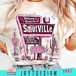 Bienvenido a Smutville Libro divertido PNG Smut Retro Amante de los libros PNG Bookish PNG Lector divertido PNG Diseño occidental PNG Amante de la obscenidad De moda PNG ORIGINAL