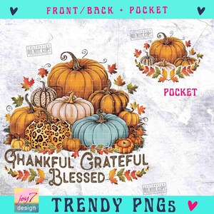 Thankful Grateful Blessed PNG Pumpkin Retro Fall Png Thanksgiving family Pumpkin Sublimation Thankful Vintage design Retro Autumn ORIGINAL image 2