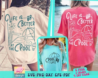 Life Is Better At The Pool SVG PNG Pool shirt Svg Retro Pool Png Trendy summer Svg Pool Party Summer Shirt Svg Retro Summer Dtf Sublimation