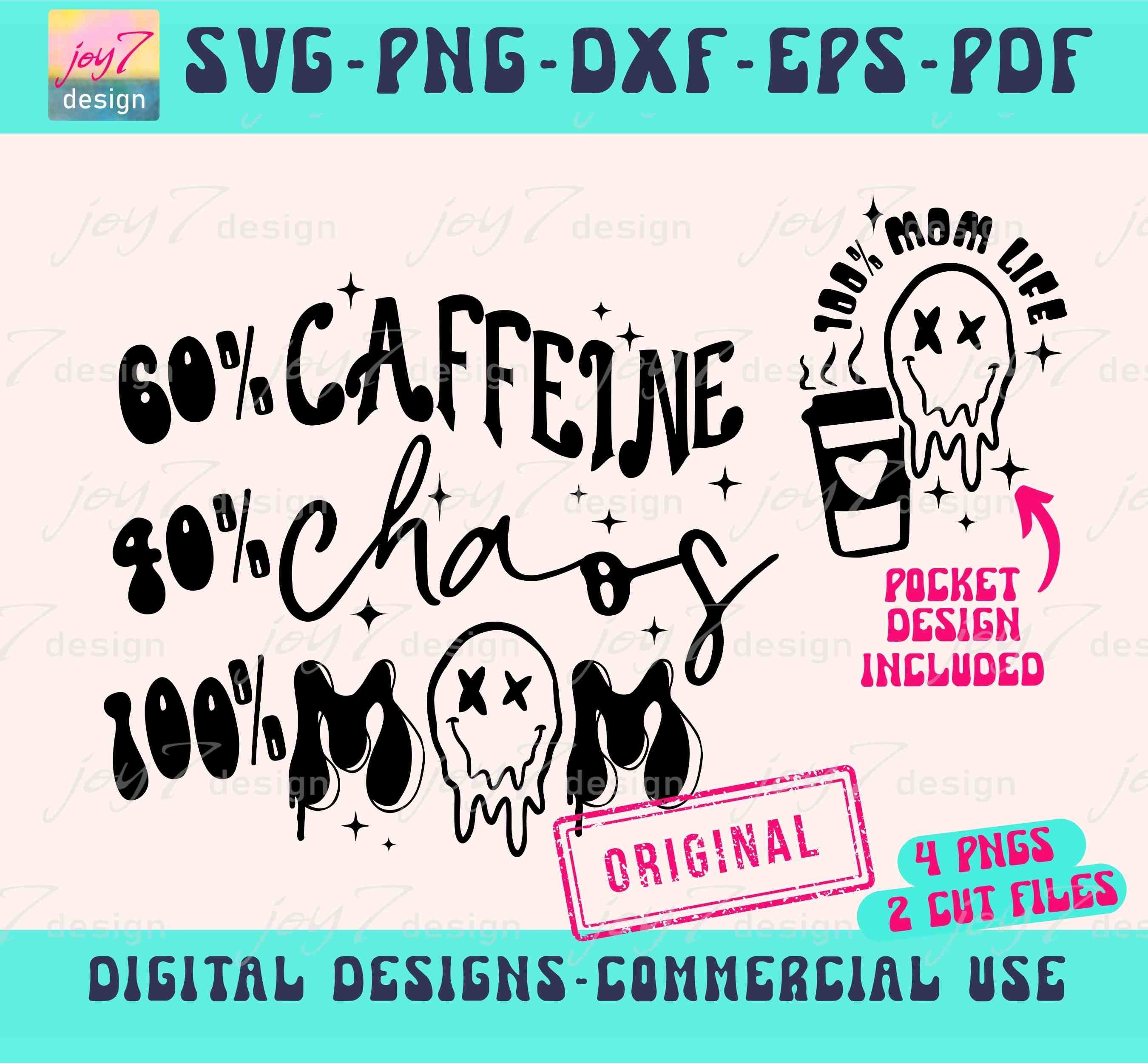Caffeine and Chaos Mom SVG PNG Coffee Lover Mom Svg Trendy Moms Svg ...