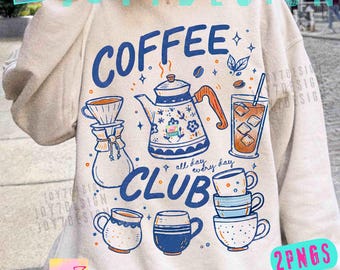 Camiseta de café PNG, retro, moderna, café helado, espresso, estilo preppy, de segunda mano, diseño original (descarga digital)